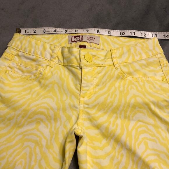 L.e.i. Ashley low rise Yellow Zebra print pants Juniors Size 3 Y2K Skinny - Picture 4 of 7